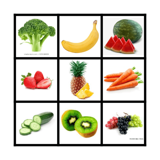 Las Frutas y Verduras Bingo Card