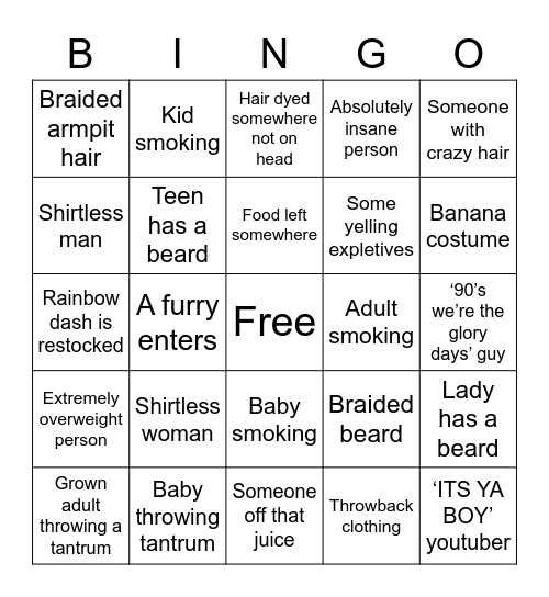 Walmart Bingo Card