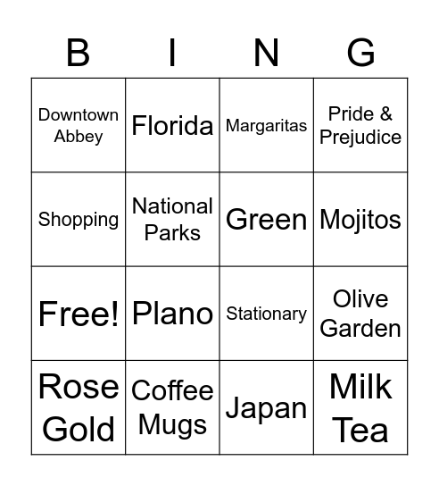Birthday Bingo Card