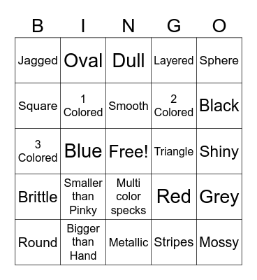 Rock Bingo Card