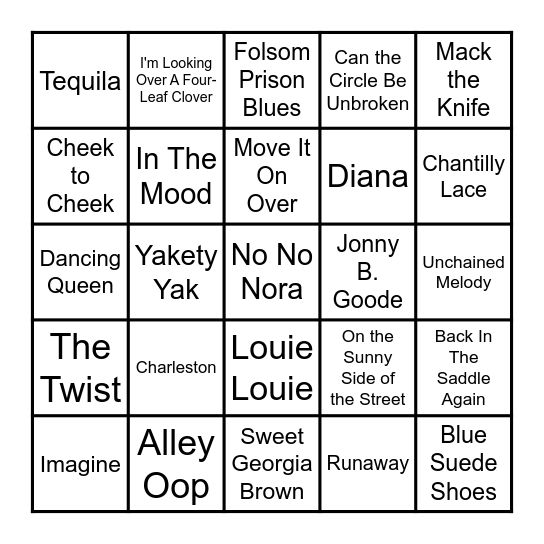 Music Through The Decades 1930s-1970s Bingo Card