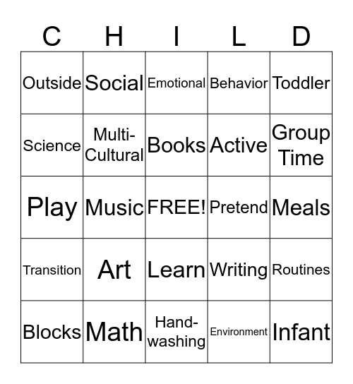 For the Love of Children Bingo Card