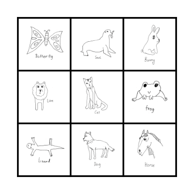 Animal Bingo Card