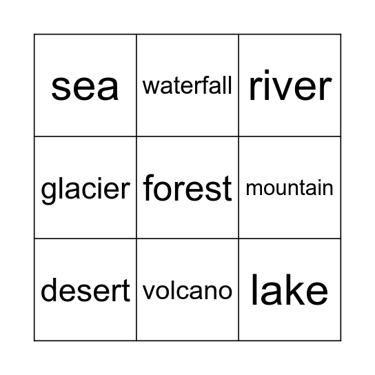 LANDFORMS Bingo Card