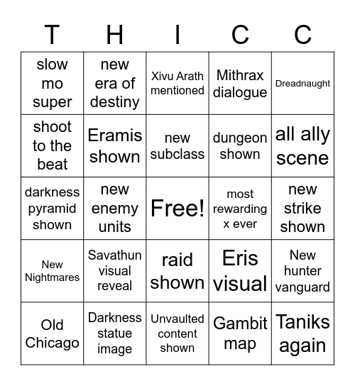 Savathun do be kinda Bingo Card