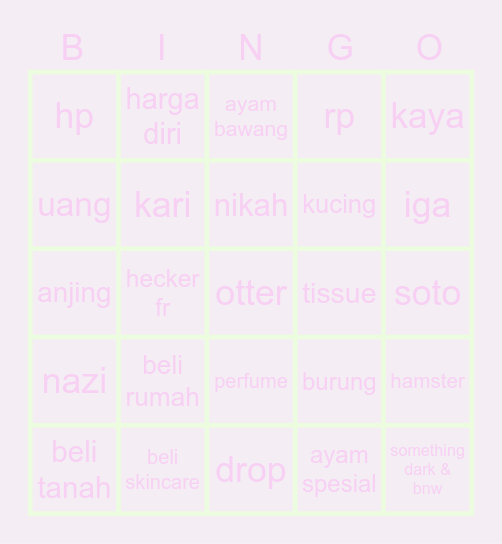 xi Bingo Card