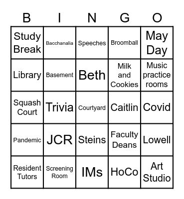 Lowell Lingo Bingo Card