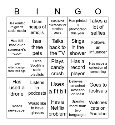 Find someone who... Bingo Card