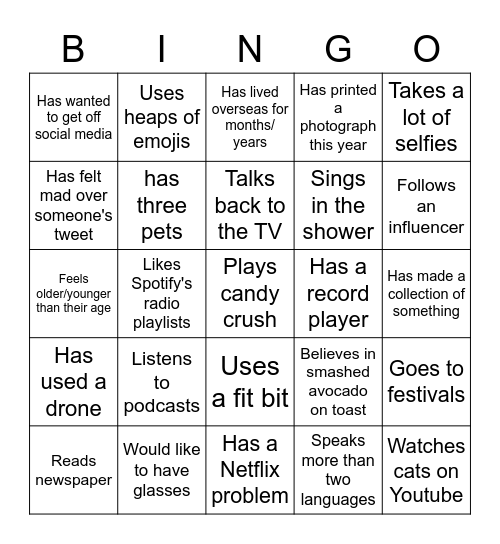 Find someone who... Bingo Card