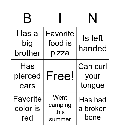 Find Someone Who... Bingo Card