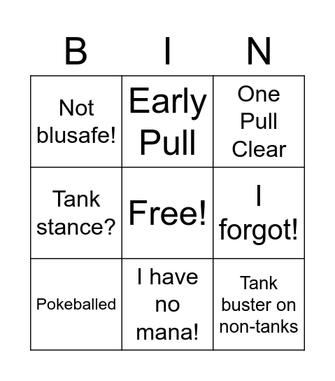 Typical iDOLS Savage Run Bingo Card