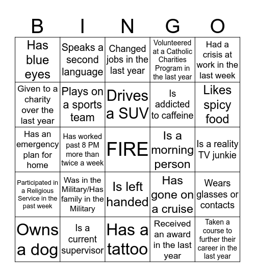 LEAD Bingo Card