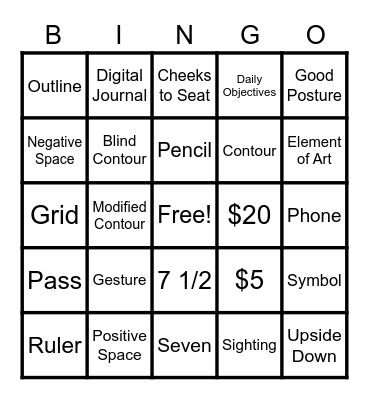 Art 1 Bingo Card