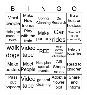 Volunteer Fair Bingo Card