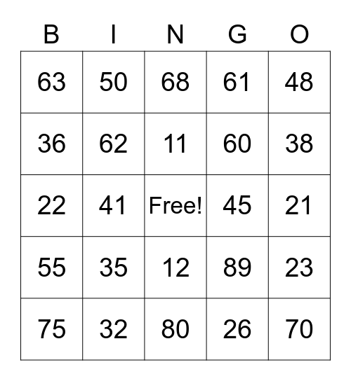 Sone 5 BINGO Card