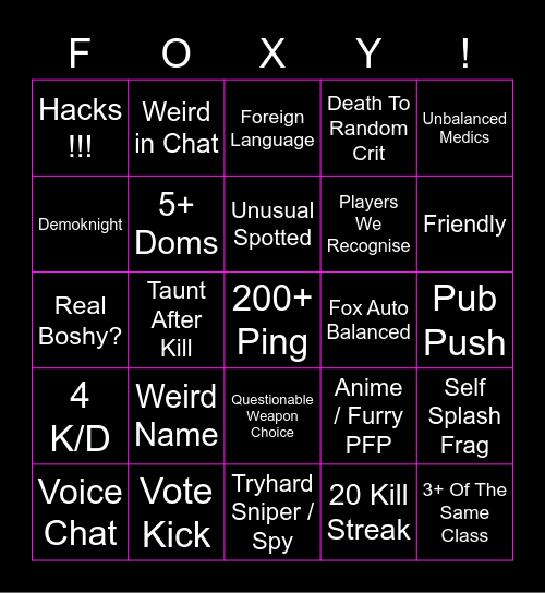 ASDWNJHUDSAWD, Bingo Card