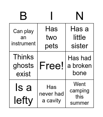 BINGO Card