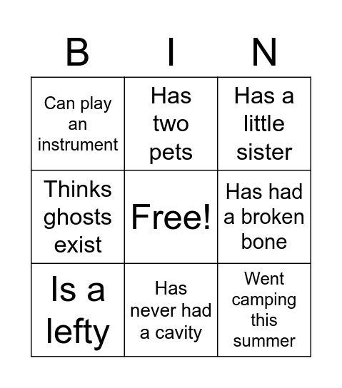 BINGO Card