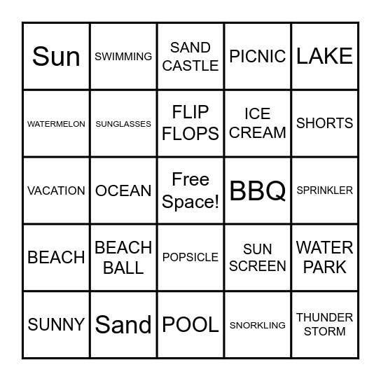 SUMMER BINGO Card