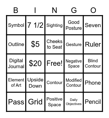 Art 1 Bingo Card