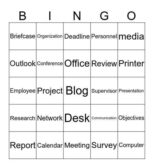 Performance Review Bingo Card