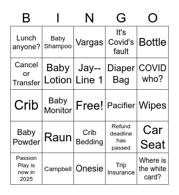 IT Baby Bingo Card