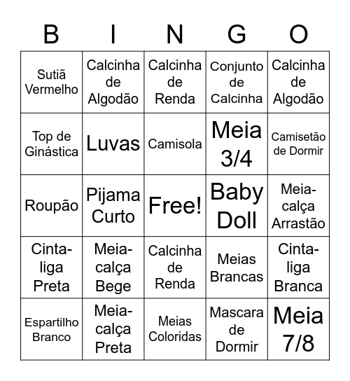 CHÁ DE LINGERIE Bingo Card