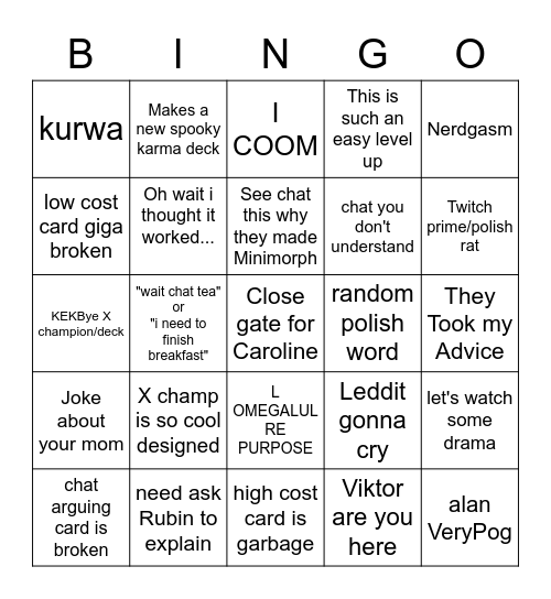 Alanzq's reveals Bingo Card