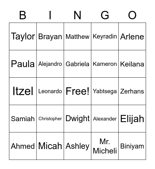 Bingo Micheli Core 4 Bingo Card