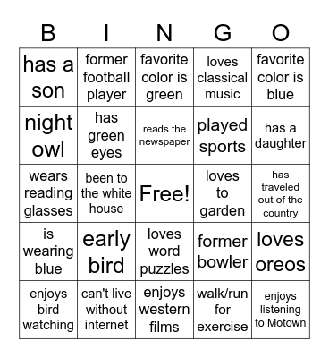 Find Someone Who Bingo Card