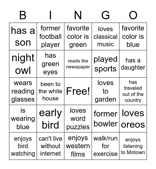 Find Someone Who Bingo Card