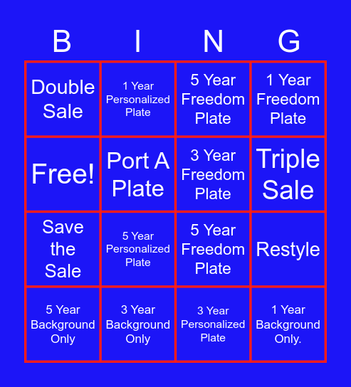 MyPlates Bingo Bash Bingo Card