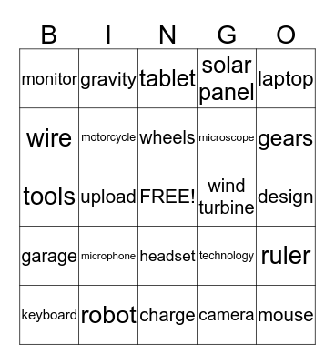 Technology Bingo Card