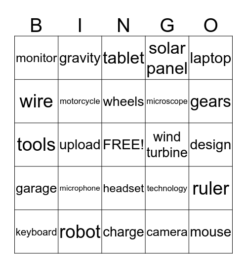 Technology Bingo Card