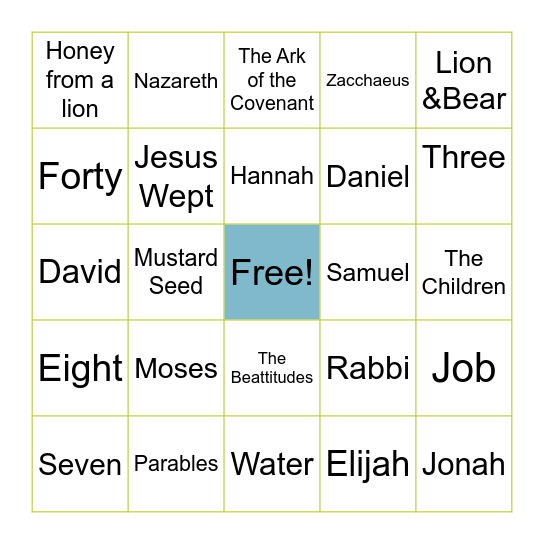 Bible Trivia Bingo Card