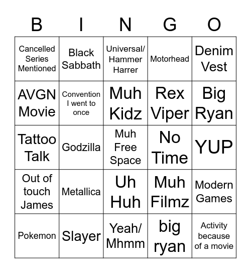 Cinemassacre Podcast Bingo Card