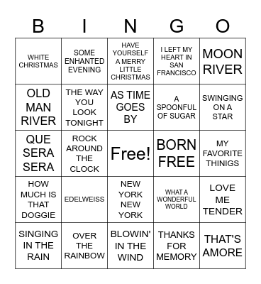 ICONIC SONGS Bingo Card