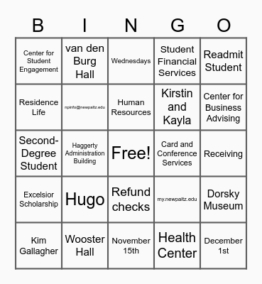 Welcome Center Review! Bingo Card