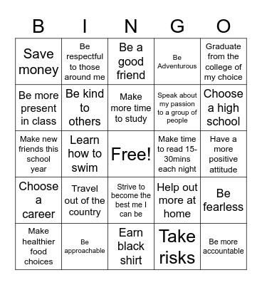 What are your aspirations? Bingo Card