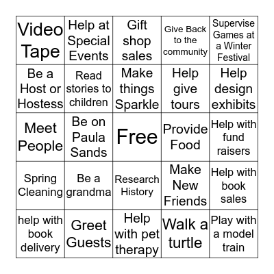 Volunteer Fair Bingo Card