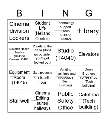 WEEK 1 SHOOTING EXERCISE Bingo Card