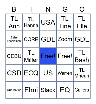 TL BINGO Card