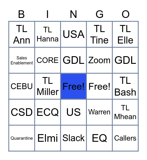 TL BINGO Card