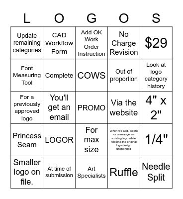 LOGOS Bingo Card