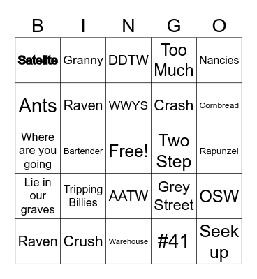 DMB Bingo Card