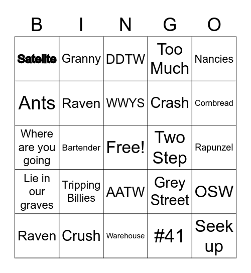 DMB Bingo Card