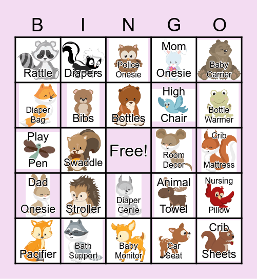 Charlotte's Baby Shower Bingo Card