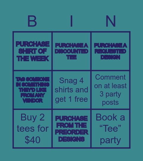 Tee Party Mini Bingo Card