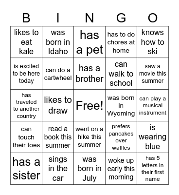 Find Someone Who... Bingo Card