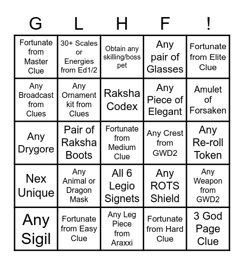 ElderScrolls Bingo Card